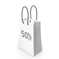 White 50 Percent Off Shopping Bag PNG & PSD Images