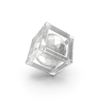 Glass Tilted Square Geometric Holder With A Ball PNG & PSD Images