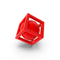 Red Tilted Square Geometric Holder With A Ball PNG & PSD Images