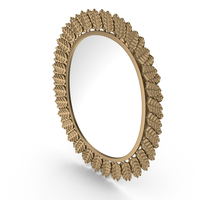 Gold Metal Mirror With Leaf Decoration PNG & PSD Images
