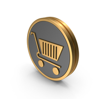 Gold & Black Round Shopping Cart Icon PNG & PSD Images
