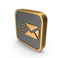 Gold & Black Square Send Mail Icon PNG & PSD Images