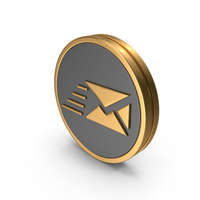 Gold & Black Round Send Mail Icon PNG & PSD Images