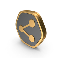 Gold & Black Hexagonal Share Icon PNG & PSD Images