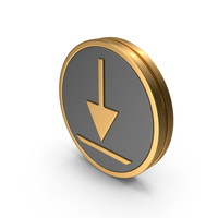 Gold & Black Round Download Icon PNG & PSD Images