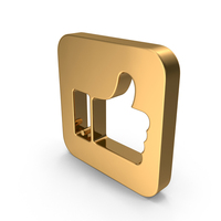 Gold Square Thumbs Up Icon PNG & PSD Images