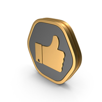 Gold & Black Hexagonal Thumbs Up Icon PNG & PSD Images