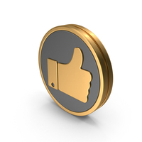 Gold & Black Round Thumbs Up Icon PNG & PSD Images