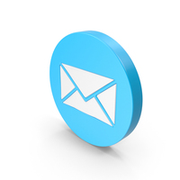 Blue & White Round Mail Icon PNG & PSD Images