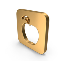 Gold Square Apple Icon PNG & PSD Images