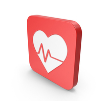 Red & White Square Heart Rate Icon PNG & PSD Images