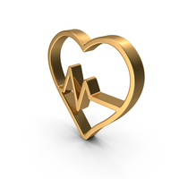 Gold Heart Rate Outline Icon PNG & PSD Images