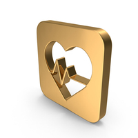 Gold Square Heart Rate Icon PNG & PSD Images