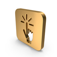 Gold Square Hand Click Icon PNG & PSD Images