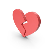 Red Broken Heart In Two Pieces Symbol PNG & PSD Images