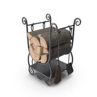 Fireplace Tools With Pile Of Wood PNG & PSD Images
