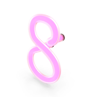 Glowing Neon Tube Light Digit 8 PNG & PSD Images