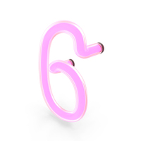 Glowing Neon Tube Light Digit 6 PNG & PSD Images