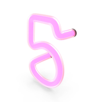 Glowing Neon Tube Light Digit 5 PNG & PSD Images