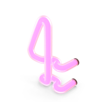 Glowing Neon Tube Light Digit 4 PNG & PSD Images