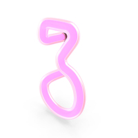 Glowing Neon Tube Light Digit 3 PNG & PSD Images
