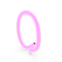 Glowing Neon Tube Light Digit 0 PNG & PSD Images