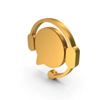 Call Center Head Phone Icon Gold PNG & PSD Images