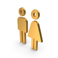 Men And Women Toilet Symbol Gold PNG & PSD Images