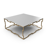 Bancroft Square Cocktail Table Glass Top and Metal Base PNG & PSD Images