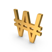 Korean Won Currency Symbol Gold PNG & PSD Images
