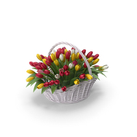 Tulips In Basket PNG & PSD Images