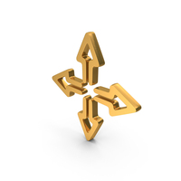Gold Four Side Way Arrows Symbol PNG & PSD Images
