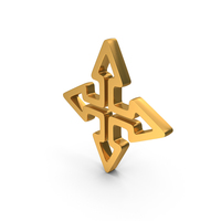 Gold Four Side Way Arrows Symbol PNG & PSD Images