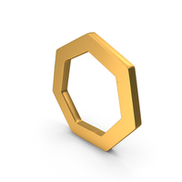 Out Line Basic Geometric Heptagon Icon Gold PNG & PSD Images