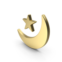 Gold Moon With Star Symbol PNG & PSD Images