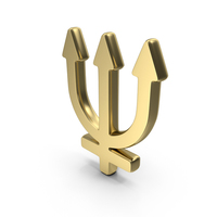 Gold Neptune Astrological Symbol PNG & PSD Images