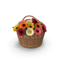 Gerbera Bouquet in Basket PNG & PSD Images
