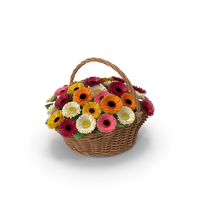 Gerbera Bouquet in Basket PNG & PSD Images