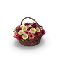 Gerbera Bouquet In Basket PNG & PSD Images