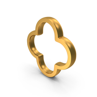 Out Line Quatrefoil Geometric Shapes  Icon Gold PNG & PSD Images