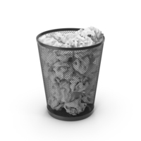 Black Paper Trash Can With Blank Papers PNG & PSD Images