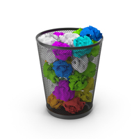 Black Paper Trash Can With Colored Papers PNG & PSD Images