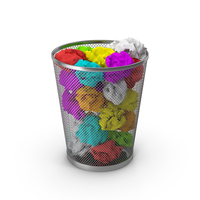 Grey Paper Trash Can With Colored Papers PNG & PSD Images
