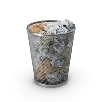 Grey Paper Trash Can With Papers PNG & PSD Images