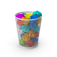 White Paper Trash Can With Colored Papers PNG & PSD Images