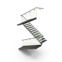 Three Turn Staircase Metal And Glass PNG & PSD Images