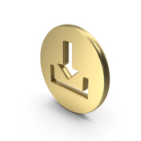 Gold Round Download Symbol PNG & PSD Images