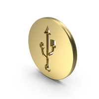 Gold Round USB Interface Symbol PNG & PSD Images