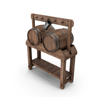 Floor Standing Double Wood Barrel Stand PNG & PSD Images