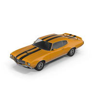 Muscle Car Yellow with Stripes PNG & PSD Images